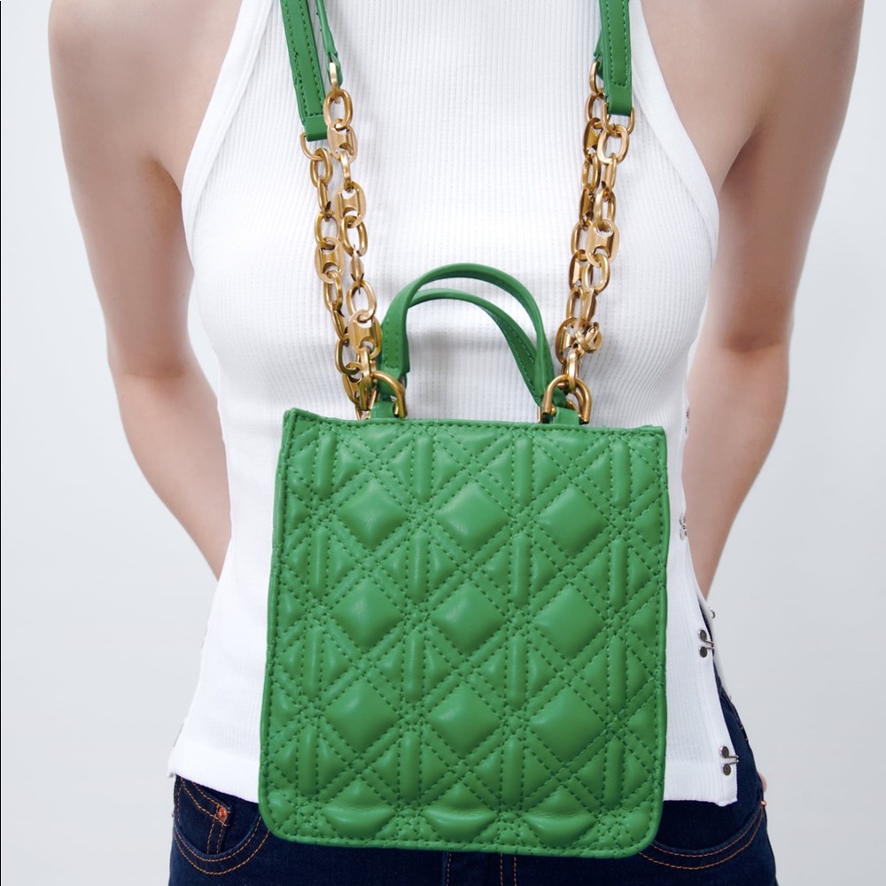 Zara mini green tote bag